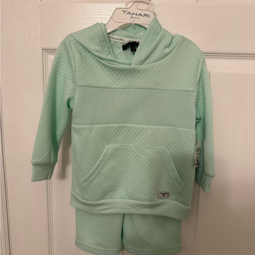 Tahari Boy Mint Green Hoodie and Shorts Set